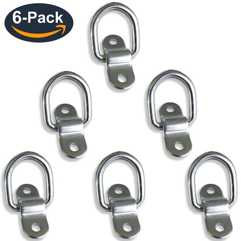 LE KAPMOZ D Rings Tie Down Anchors Hooks for Trailer Truck Bed Bracket Enclosed Points Pickup Camper Surface Mount D-Ring 1/4" Heavy Duty 6 Pack w/ 7200 Pound Capacity - Image 5